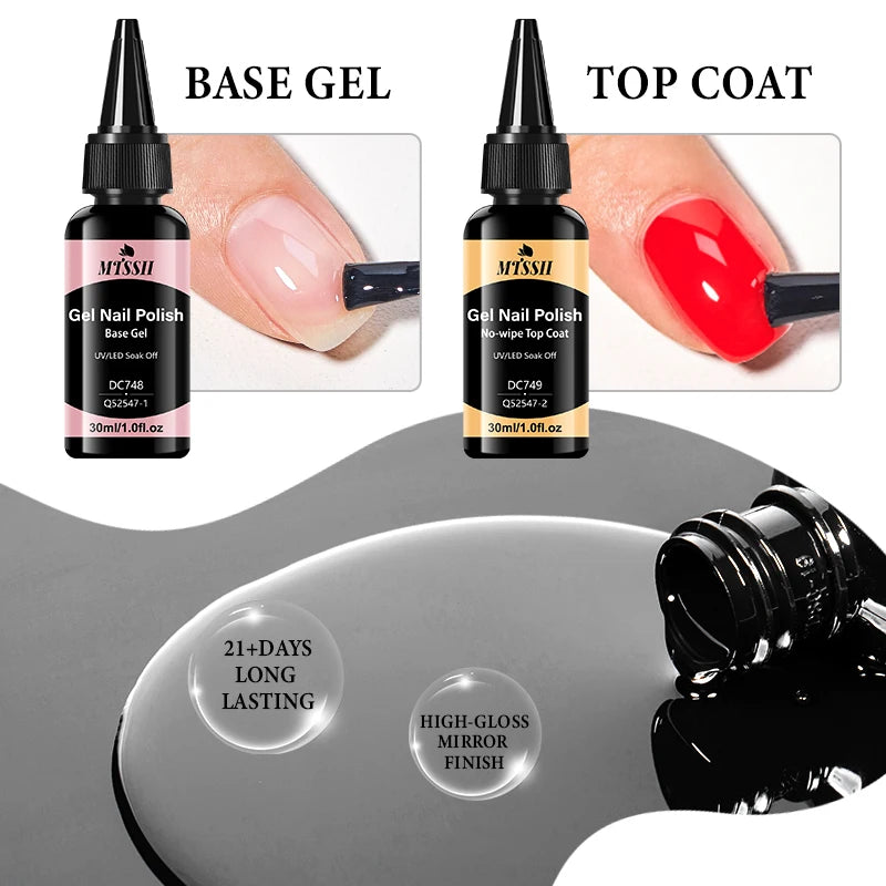 2/3pcs 30ml No Wipe Top Coat Base Coat Matte Top Coat Gel Nail Polish Set Shine Finish Long Lasting Nail Art Functional Gel DIY