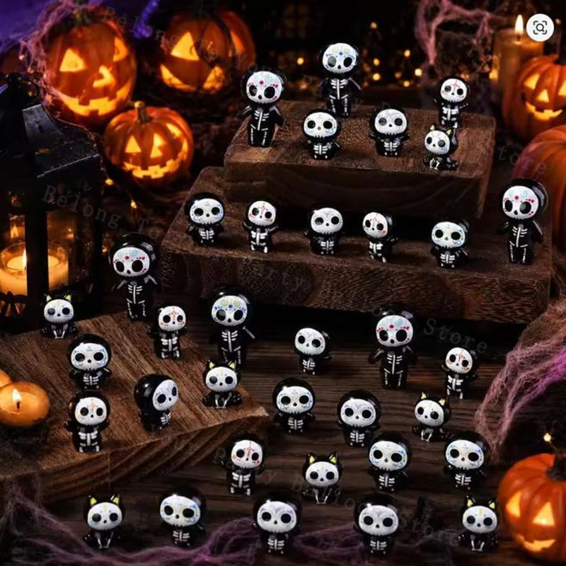 12-48Pcs Halloween Mini Resin Miniature Ghost  Figurines Cute Tiny Death Crafts Halloween Ornament Spooky Party Tabletop Decor