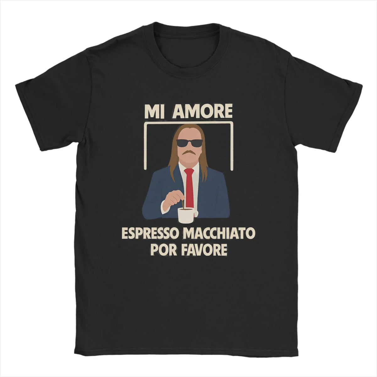 Tommy Cash Espresso Macchiato illustration graphic art Eurovisions T Shirts Men T-Shirts Crew Neck  Tee Shirt Short Sleeve Tops