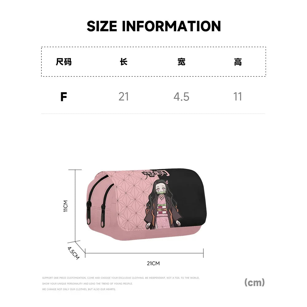 New Anime Peripheral Demon Slayer 3D School Backpack Lunch Bag Pencil Case 3-Piece Set Printed Holiday Gift for Students Gift