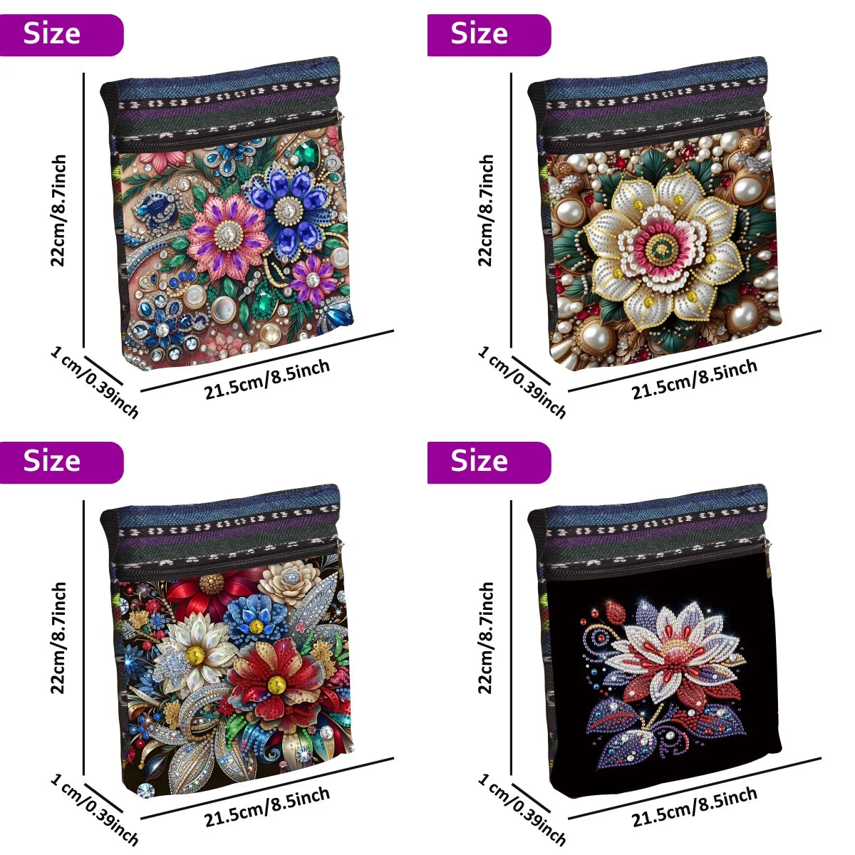 1 piece/set of DIY colorful mandala diamond art handbag, canvas shoulder bag with diamond painting crossbody bag