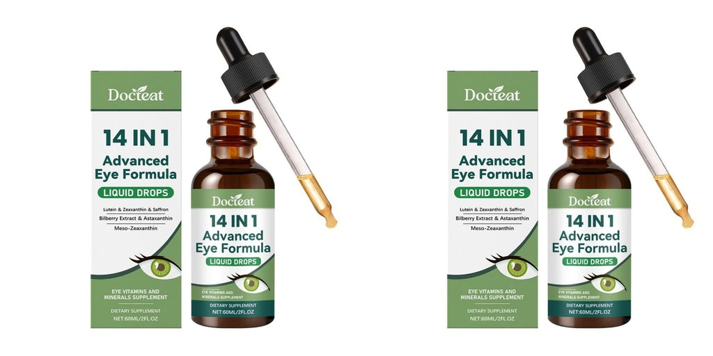 14 in 1 Advanced Visual Support Formula Liquid Drops with Lutein Zeaxanthin Saffron Astaxanthin Visual Support Supplement 60ml
