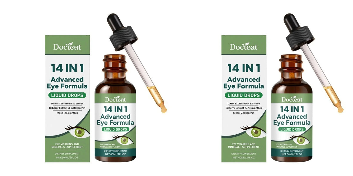 14 in 1 Advanced Visual Support Formula Liquid Drops with Lutein Zeaxanthin Saffron Astaxanthin Visual Support Supplement 60ml
