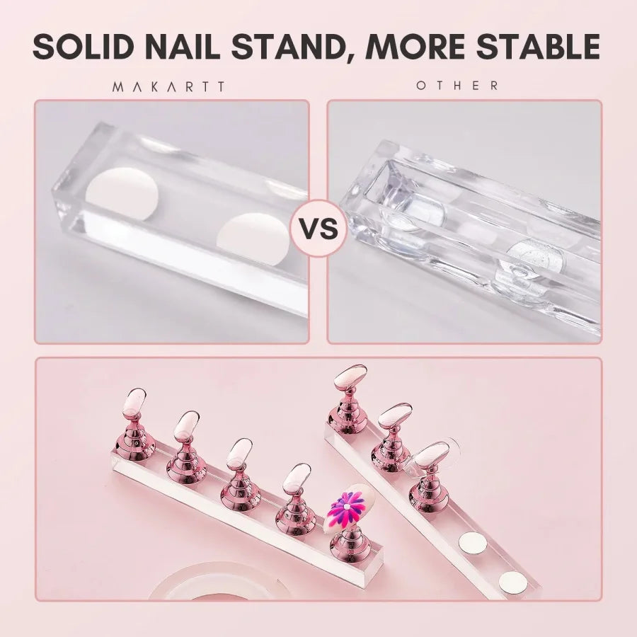 1 Set 5Pcs Nail Art Display Stand With Clamp Base Nail Practice Holder Household Salon Beginner Manicure Supply