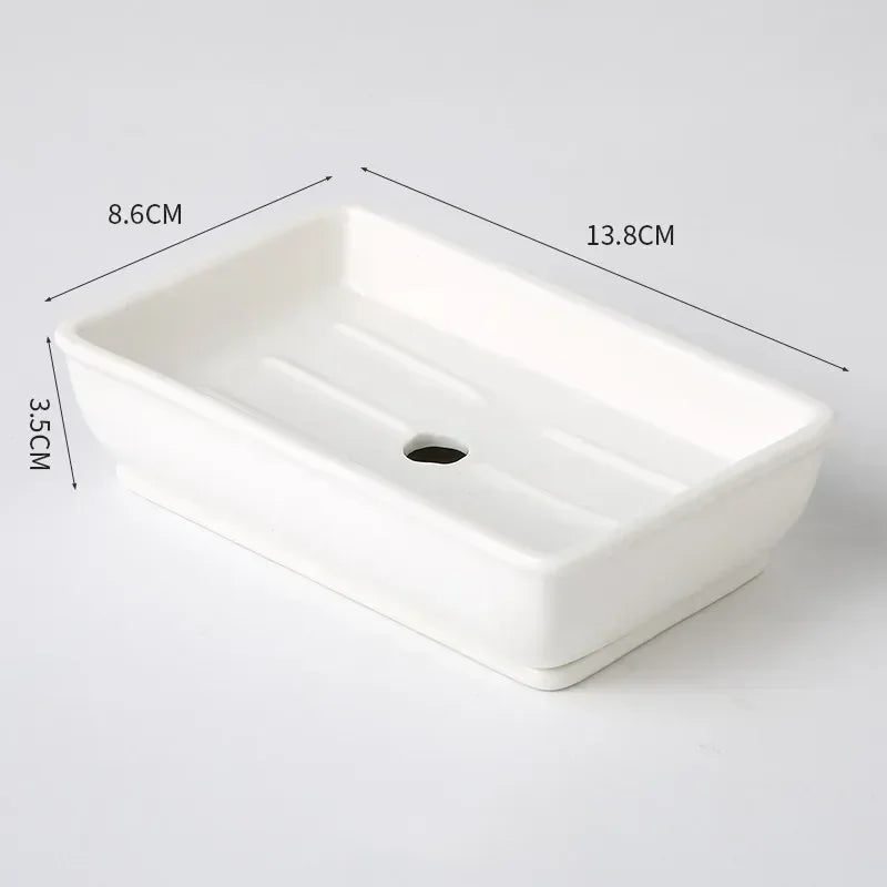 Light Luxury Soap Holder Ceramic Rectangle Household Bathroom Accessories Soap Dish Holders Restroom Organizer Kitchen Storage