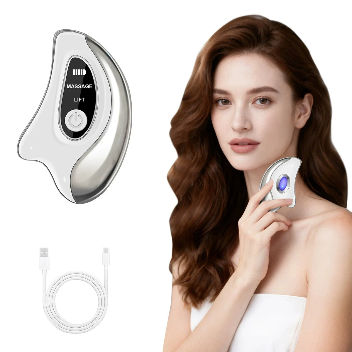 Electric Gua Sha Heated Device Red Blue Light Face Vibration Massager Scraping Board for Skin Rejuvenation Face Lifting Machine