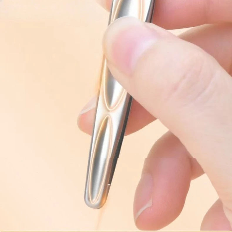 Stainless Steel Precision Tweezers for Eyebrows, Eyelashes, Beard & Mustache - High-Accuracy Round Head, Seamless Clamping Profe