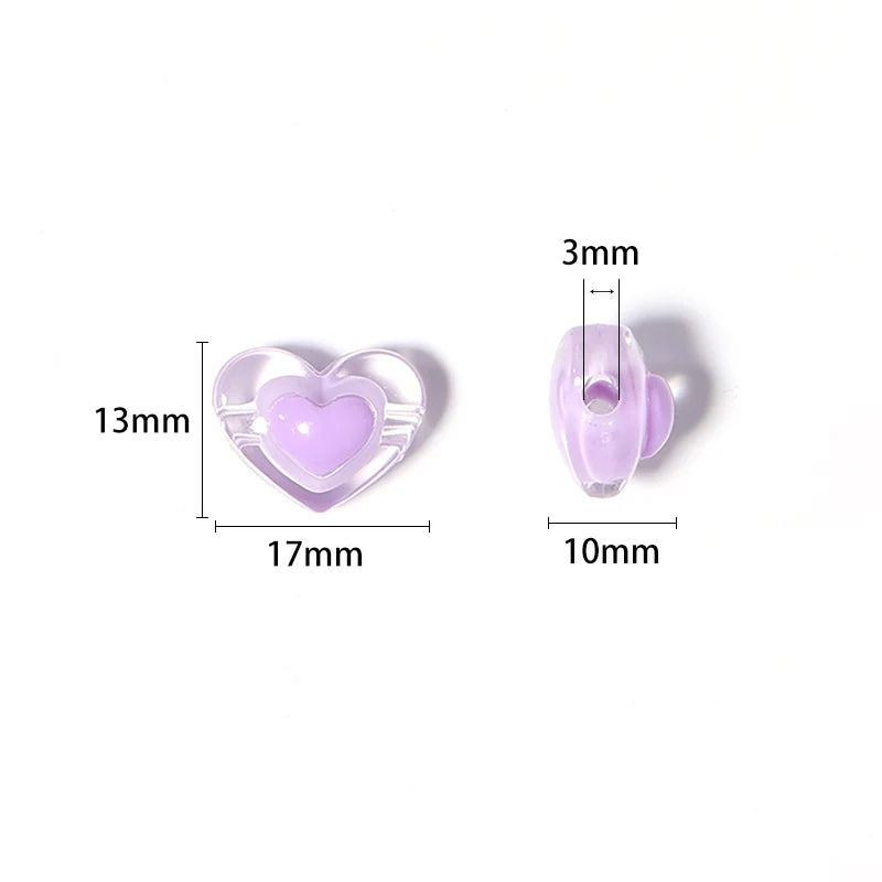 50pcs 17x10mm Heart Acrylic Beads Transparent Mixed Color Spacer Beads Handmade Clipbook Bracelets Earrings Jewelry