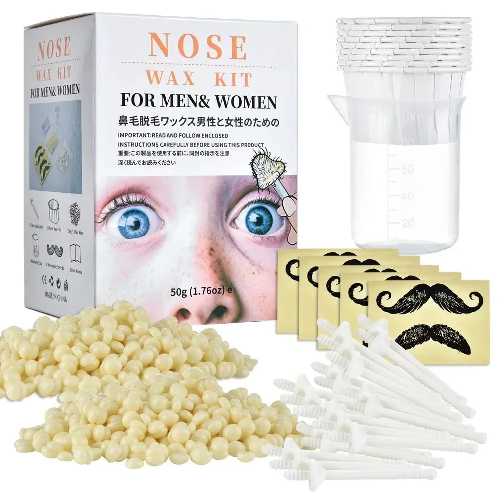 Painless Nose Waxing Wax Kit 50g-1000g for Men & Women with Wax And Applicators Easy Tool for Clean Nose Hair Removal