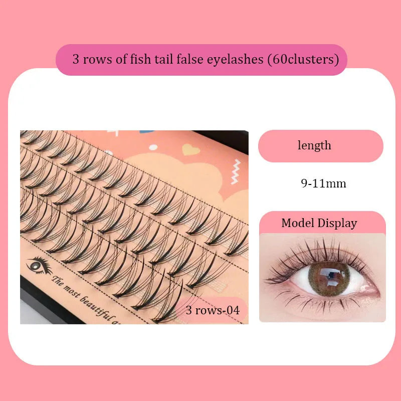 Anlinnet Fishtail + A-type Mixed Hair Five Rows Mixed Natural False Eyelashes Self-Grafting Single Cluster Eyelashes Eye Lash Fa