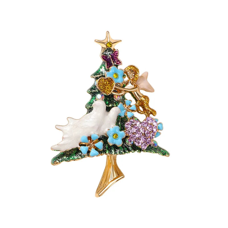 New Christmas Brooch Shiny Crystal Christmas New Year Accessory Pin Snowman, Elk, Christmas Tree Series Decoration Jewelry Gift