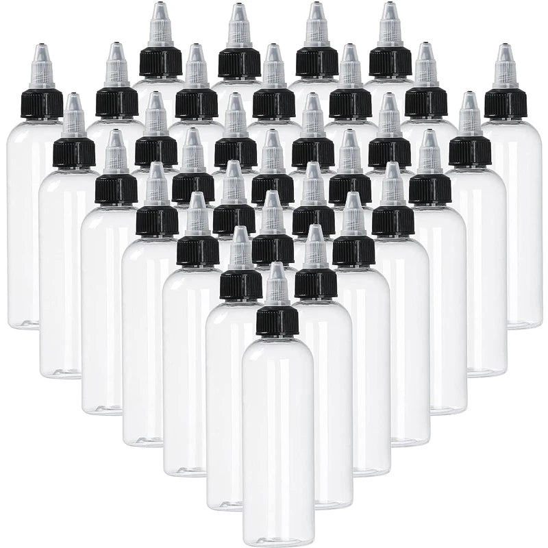 30Pcs 30ml-250ml Plastic Squeeze Bottles Refillable Pointy Bottle Clear With Twist Cap Swivel Mouth Tip for Crafts and More