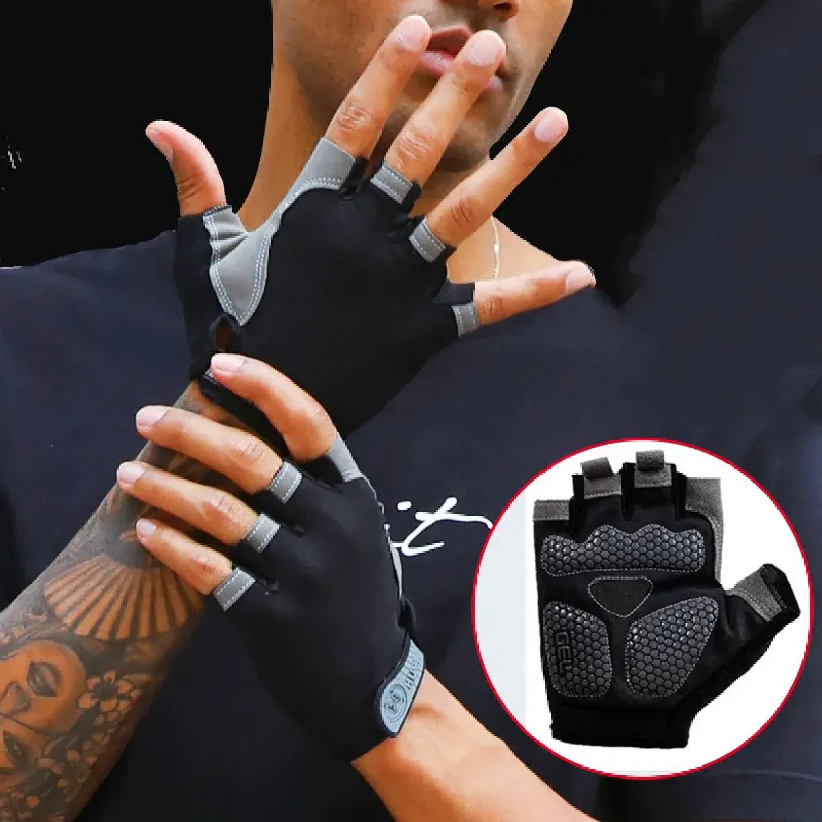 Half-finger gloves for men and women, breathable and anti-slip outdoor road gel summer gym training gloves for bicycles