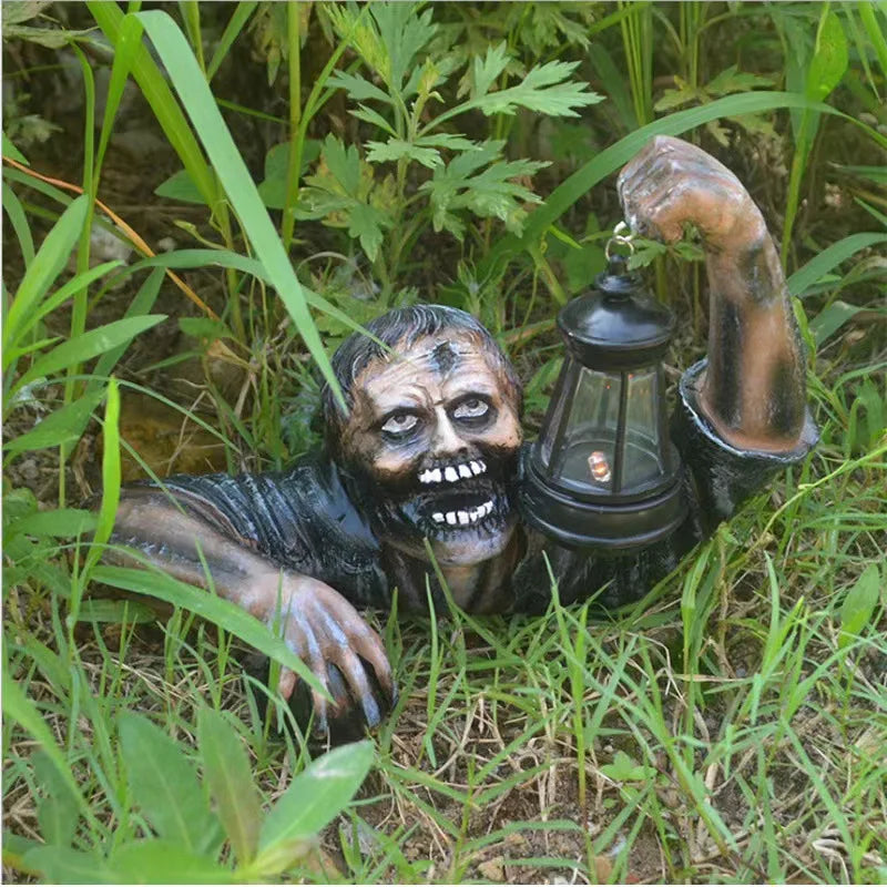 1pc Halloween Zombie lantern Crawling Horror Decor garden Scary Led Lights atmosphere Decoration with light sculpture Ornaments