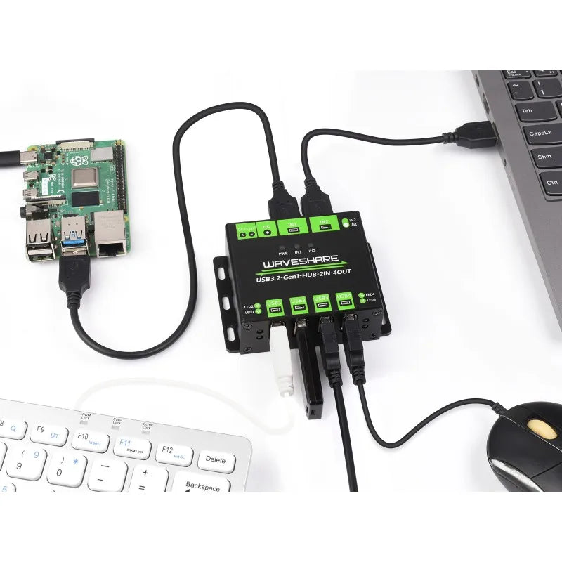 Industrial Grade USB HUB Extending 4* USB 3.2 Ports Switchable Dual Hosts Multi Protections