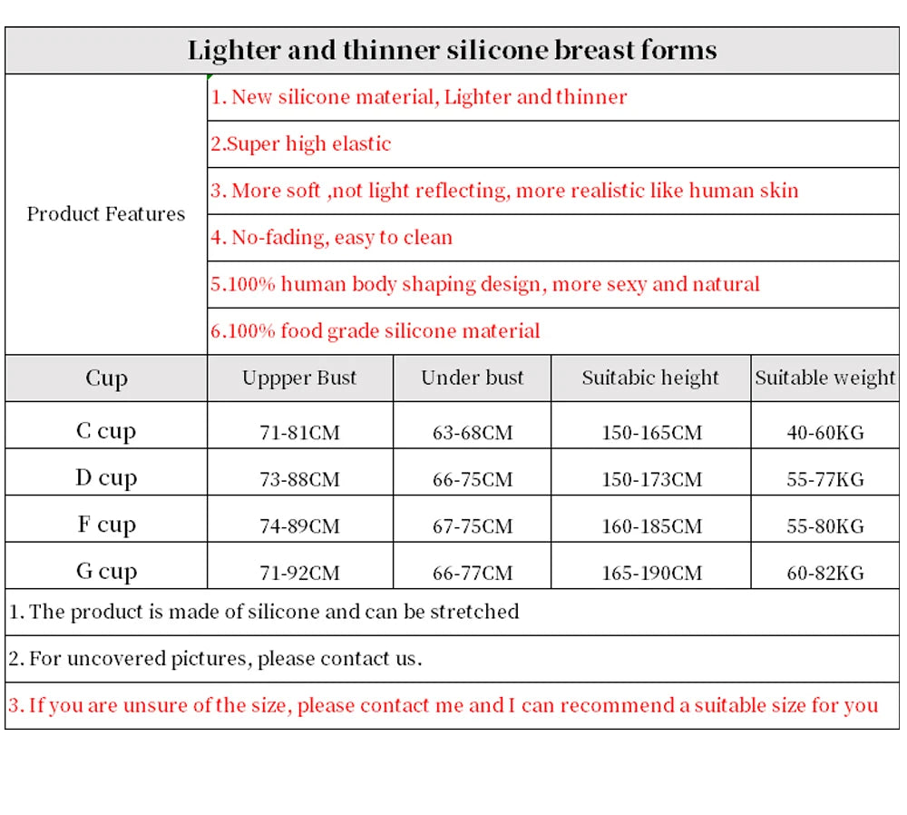 Crossdresser Silicone Fake women body Boobs Breast Forms  Lightweight version Thin version cosplay Drag queen Cross dressing