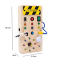 Wooden Interactive Learning Toy with LED Light Busy Board Button Switch Early Education Intelligence Play for Kids