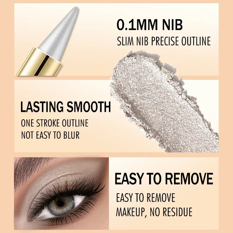 Smooth Gel Eyeliner Stick Waterproof Silver Black High Pigment Smudge Proof Eye Liner Pen Multi-use Eye Shadow Makeup Cosmetics