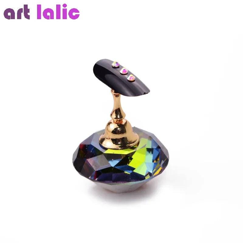 Professional Acrylic Crystal Alloy Magnetic Nail Holder for DIY Manicure Practice Training Display Stand for False Nail Tips