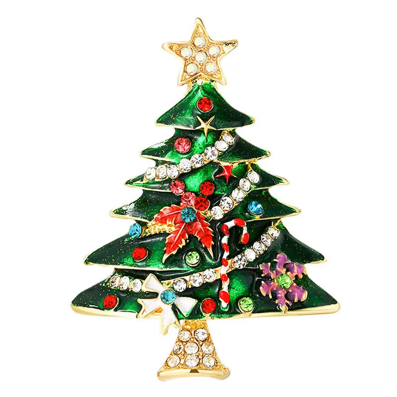 New Christmas Brooch Shiny Crystal Christmas New Year Accessory Pin Snowman, Elk, Christmas Tree Series Decoration Jewelry Gift