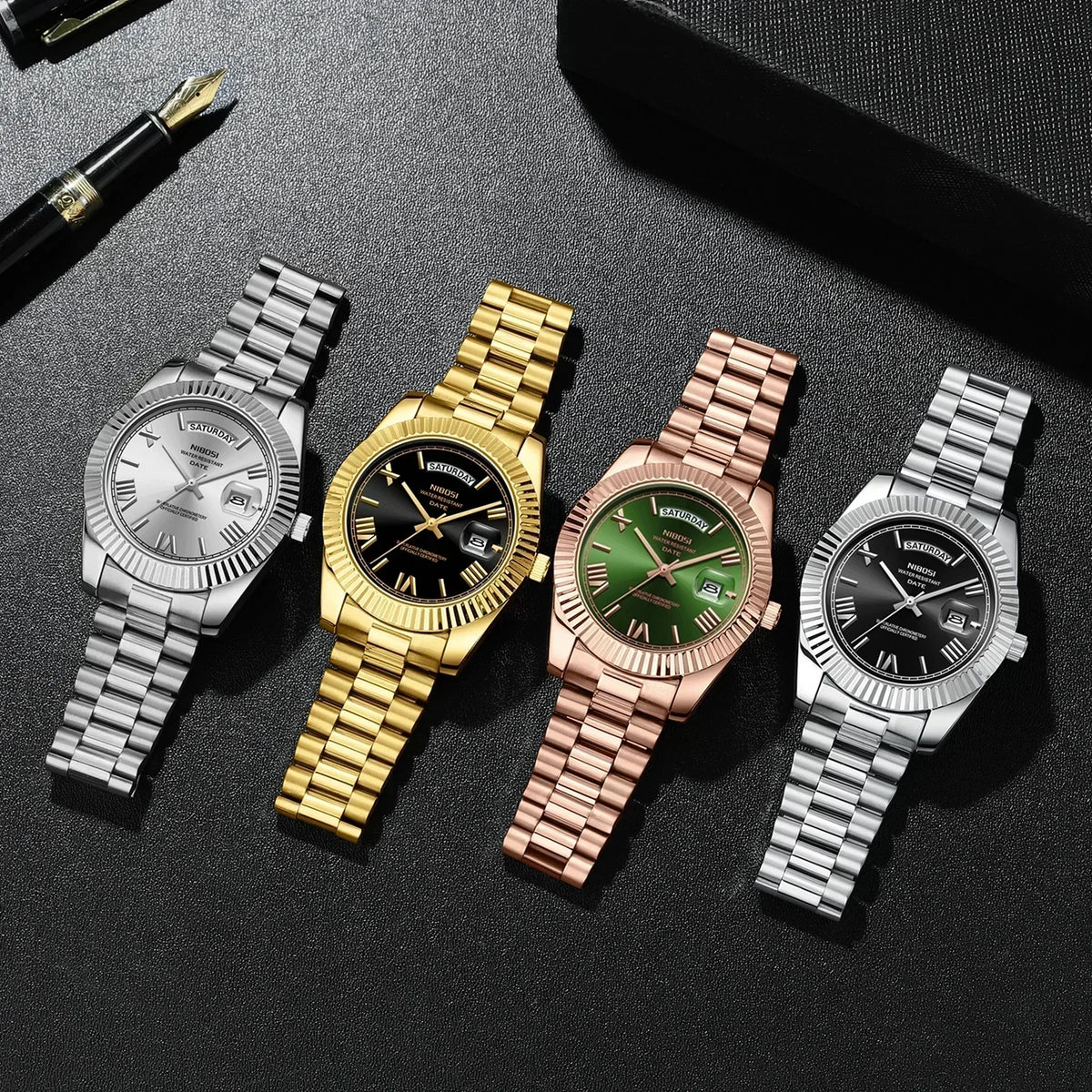 NIBOSI Fashion Quartz Men Watch Top Brand Luxury Wristwatch Day Date Miyota Watch Men Waterproof Steel Male Clock Reloj Hombre
