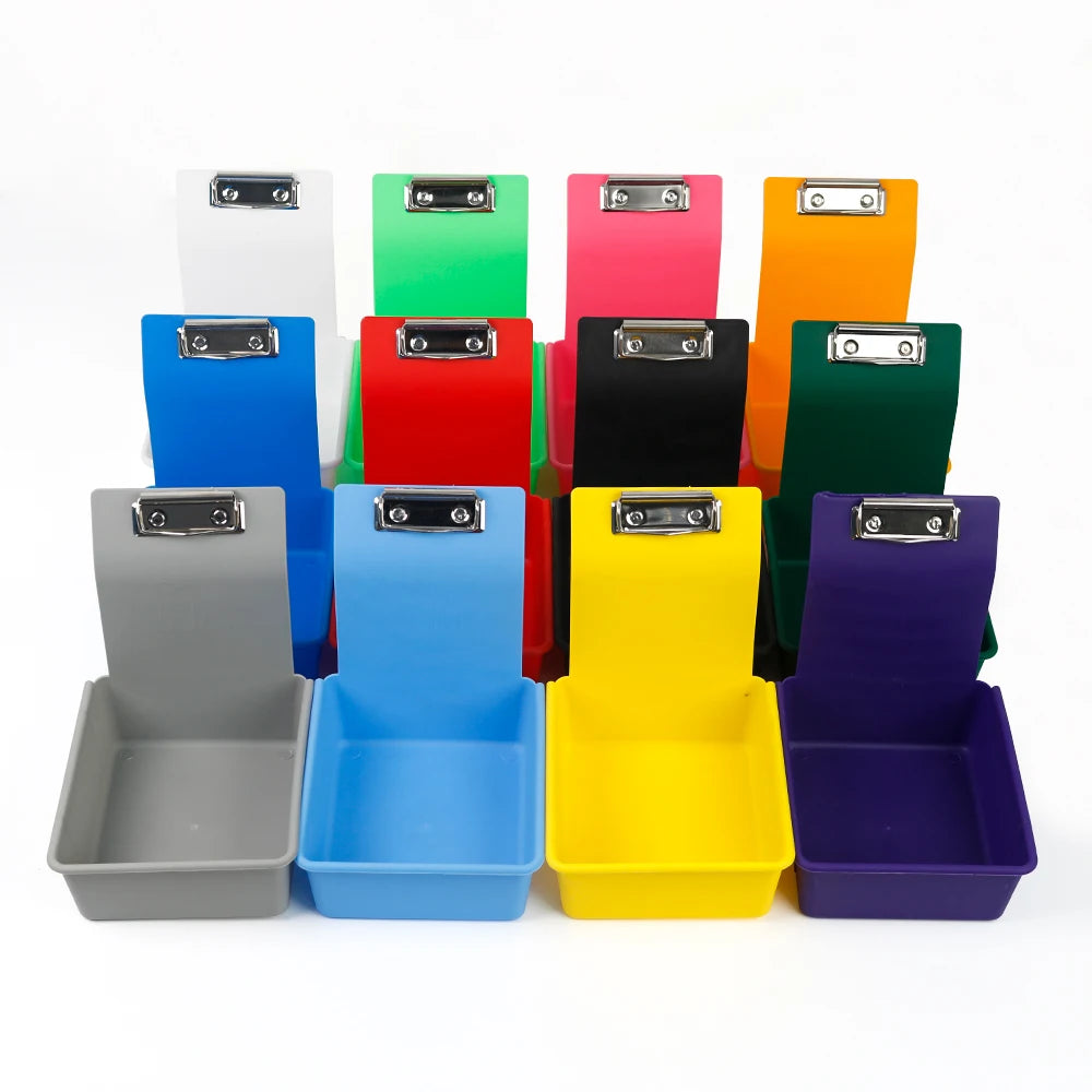10pcs Multicolor Dental Lab Work Pans Dentist Plastic Storage Sorting Box Organization Case with Clips