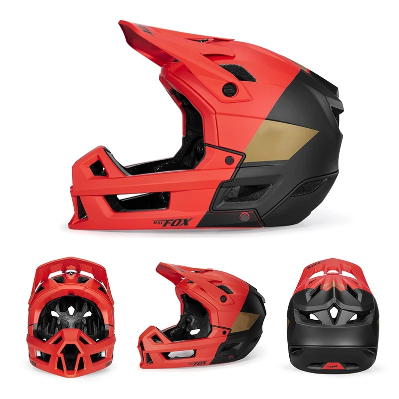BATFOX Full Face Mountain Bike Helmet Adult Downhill Off-road Cycling Shockproof Professional Protection MTB Bicycle Safety Gear