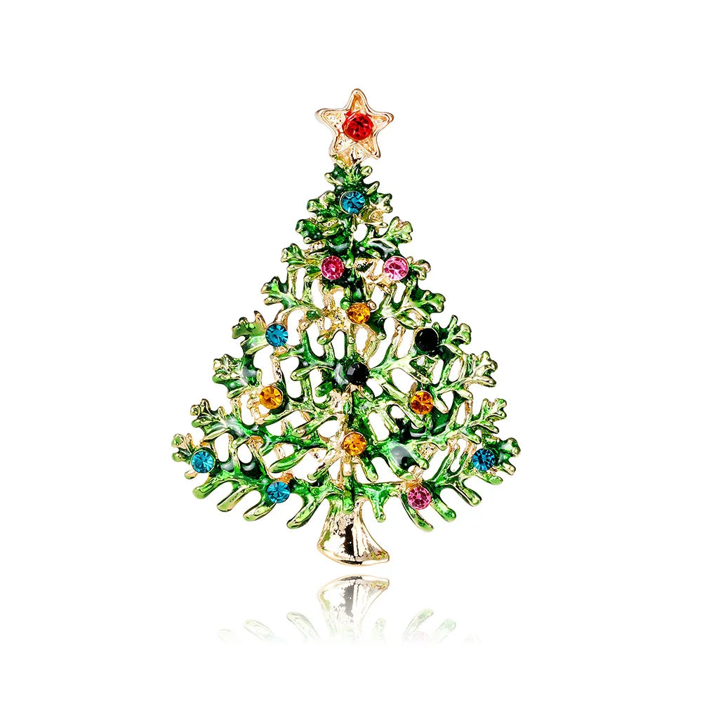 New Christmas Brooch Shiny Crystal Christmas New Year Accessory Pin Snowman, Elk, Christmas Tree Series Decoration Jewelry Gift
