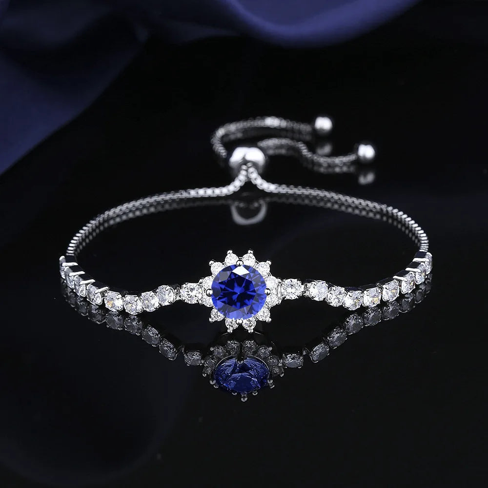 925 Sterling Silver Bracelet Moissanite Sunflower Bracelet Two Carats Hand Jewelry Women Pull-Out Style