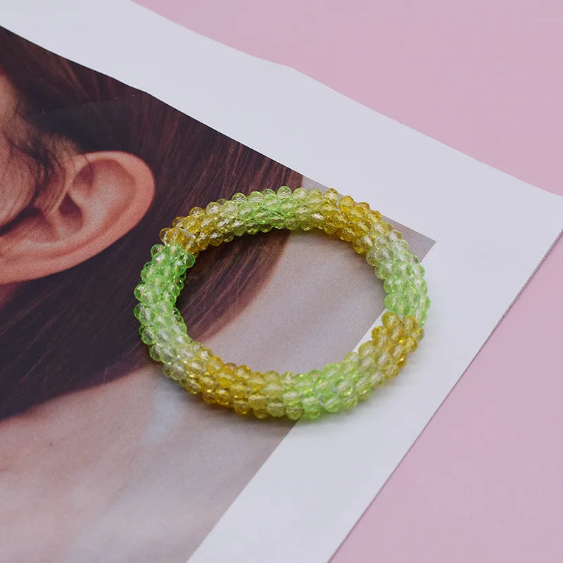 Mixed Color Trendy Glass Bead Bracelet Elastic Handmade Strand Bracelets for Women Gift New Hair Accessory Glass Beads Bracelet
