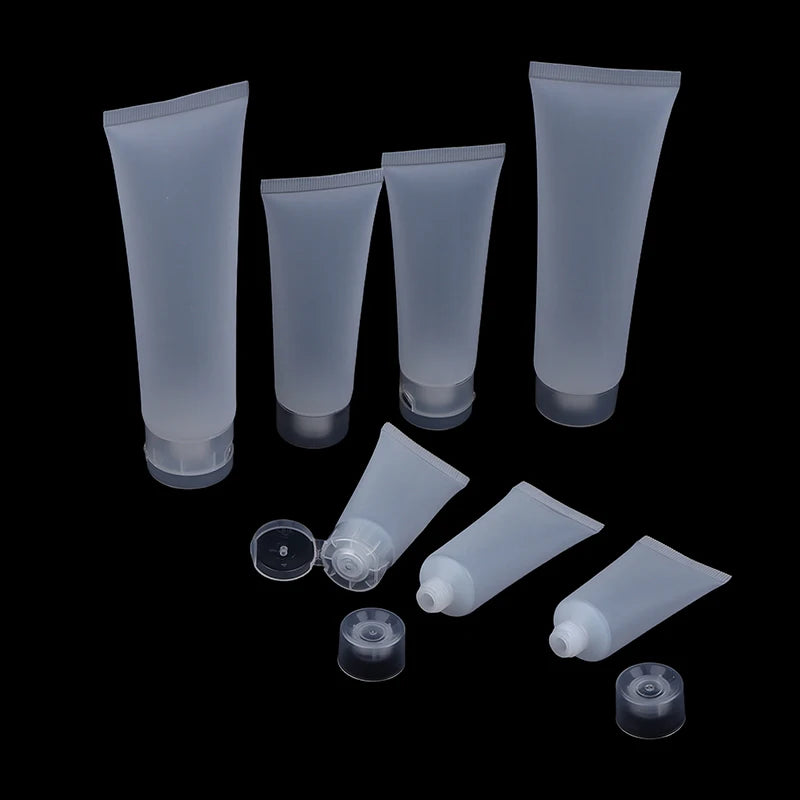 10Pcs Refillable Clear Squeeze Lotion Container Bottle Empty Matte Tube Travel Pack Cosmetic Cream Lotion Shampoo Bath Dispenser