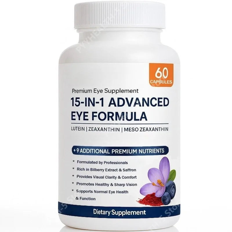 15 in 1 Advanced Eye Formula Lutein Capsules Eye Vitamin and Mineral Supplement with Lutein Zinc, 60 Count