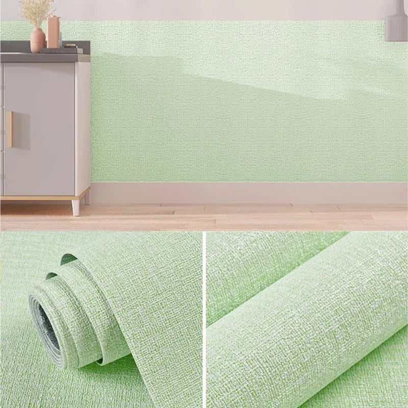 3D DIY Thicken Waterproof Mildew Proof Self-adhesive Insulation Wallpaper Linen Plain Color Stickers Renovation Wall Stickers