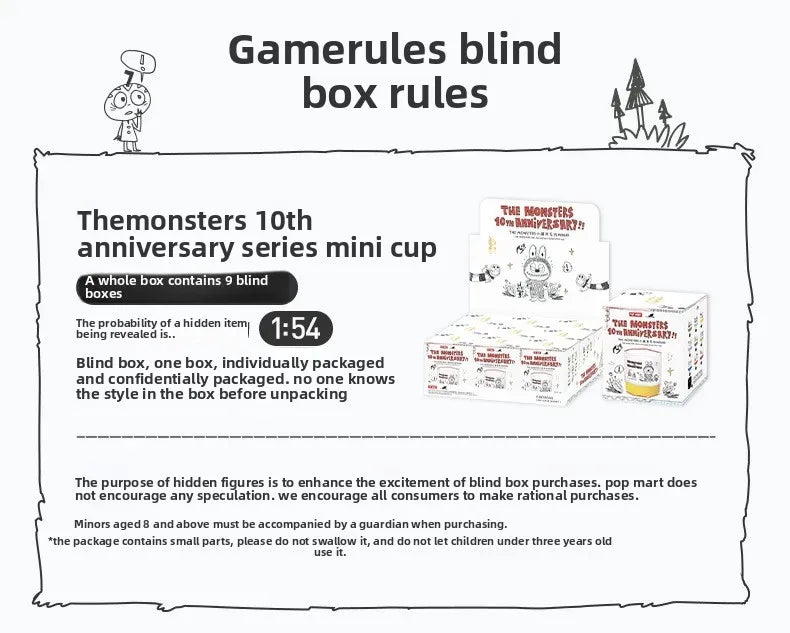 Genuine POP MART Anime Periphery THE MONSTERS LABUBU 10th Anniversary Series Mini Cup Blind Box Home Decor Desktop Birthday Gift