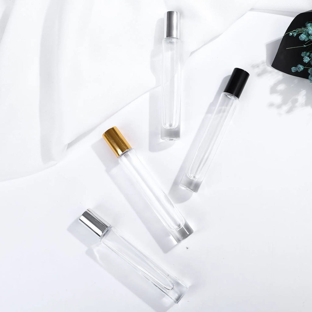 20 PCS Perfume Bottle 10ml Glass Roll on Bottle Luxury Perfume Atomizer Travel Portable Sample Test Essential Oil Roll-On Bottle