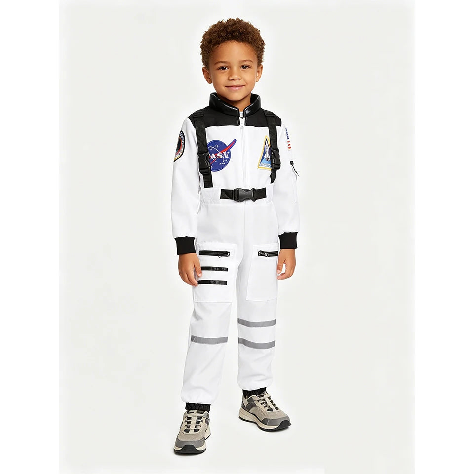 Kids Astronaut Costume Space Suit Halloween Cosplay Space Explorer Performance Children's Jumpsuit Spaceman Boys Girls Outfits