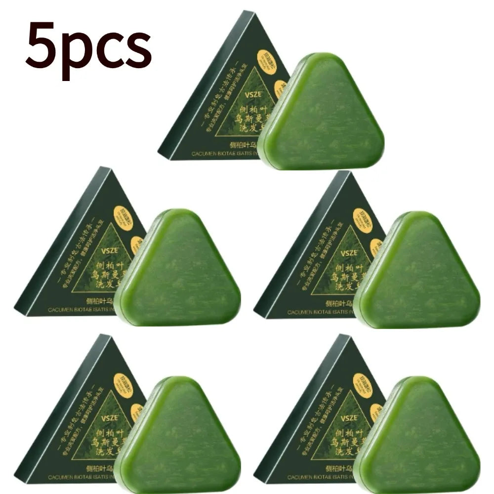 1/2/3/4/5/10pcs Natural Cacumen Platycladi Usma Grass Shampoo Bar Traditional Cold-Processing Silicone-Free Hair Care Soap