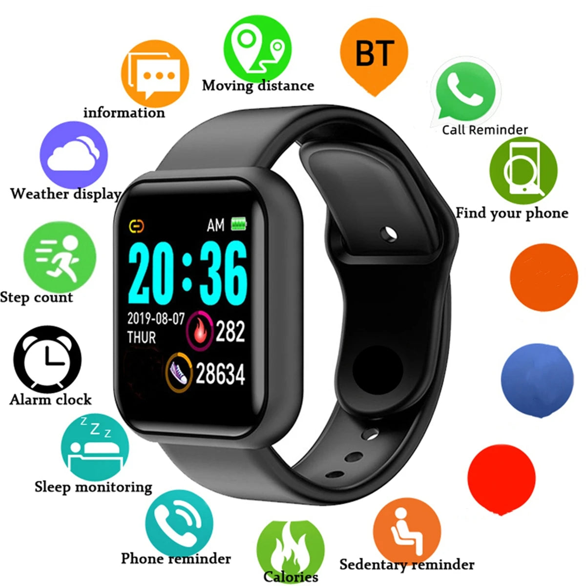 Smartwatch Men Women Wristwatches Smart Watch Message Fitness Monitor Bracelet Birthday Gift Electronic Clock For Android iOS