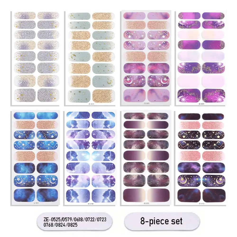 Gradient Galaxy Series Press-on Nails | 16-Piece Set of Removable Self-Adhesive Fake Nail Stickers | Valentine's Day Gift Idea
