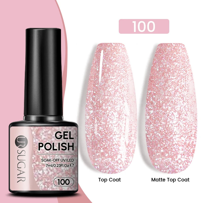 UR SUGAR 7.5ml Reflective Magnetic Gel Nail Polish Glitter Silver Pink Magnet Gel Soak Off UV LED Nail Manicure Varnish UV Gel