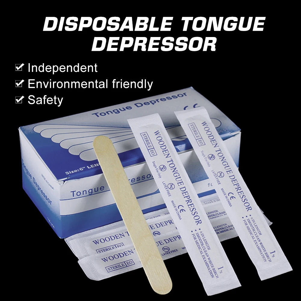 100/50/5pcs Disposable Tattoo Wooden Tongue Depressor Individually Paper Packing for Tattoo Waxing Stick Tattoo Accessories