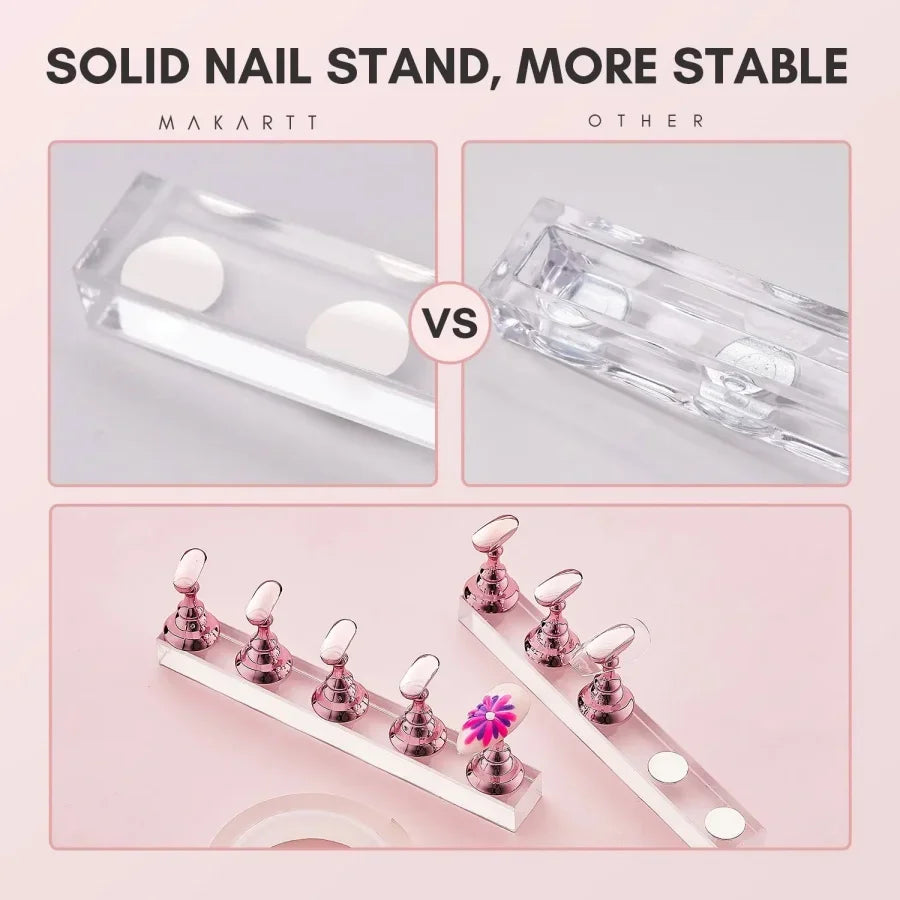 1 Set 5Pcs Nail Art Display Stand With Clamp Base Nail Practice Holder Household Salon Beginner Manicure Supply