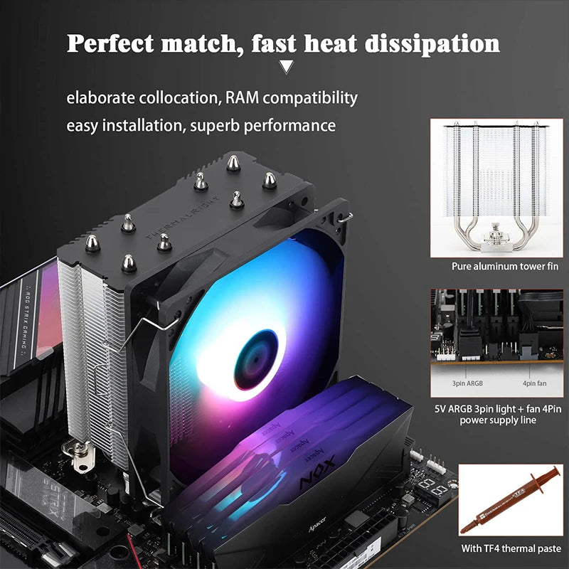 Thermalright Assassin X 120 Refined SE ARGB  4x6mm Heat Pipe Tower CPU Air Cooled Radiator,120mm PWM Fan,Support LGA1700/AM5
