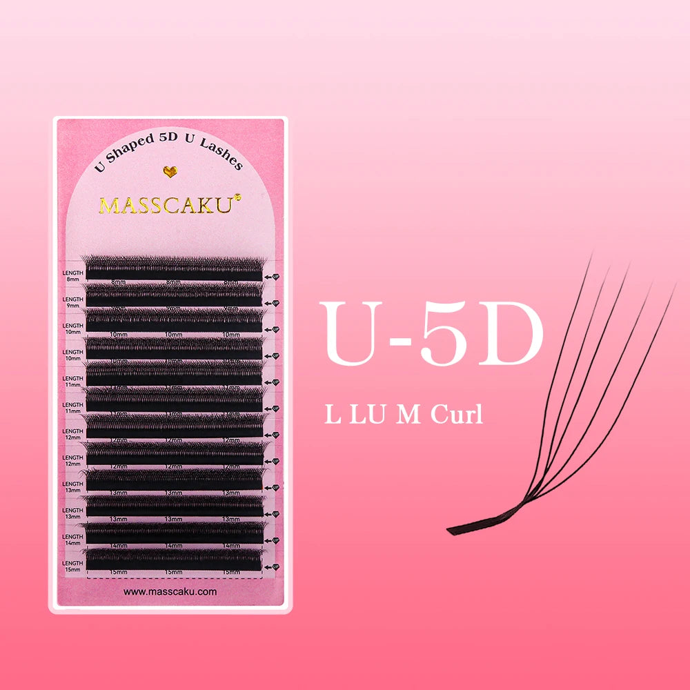 MASSCAKU 3D 4D 5D L/LU/M U-Shaped Eyelash Extensions Handmade Full Dense Clusters Makeup Products Natural Individual Lashes