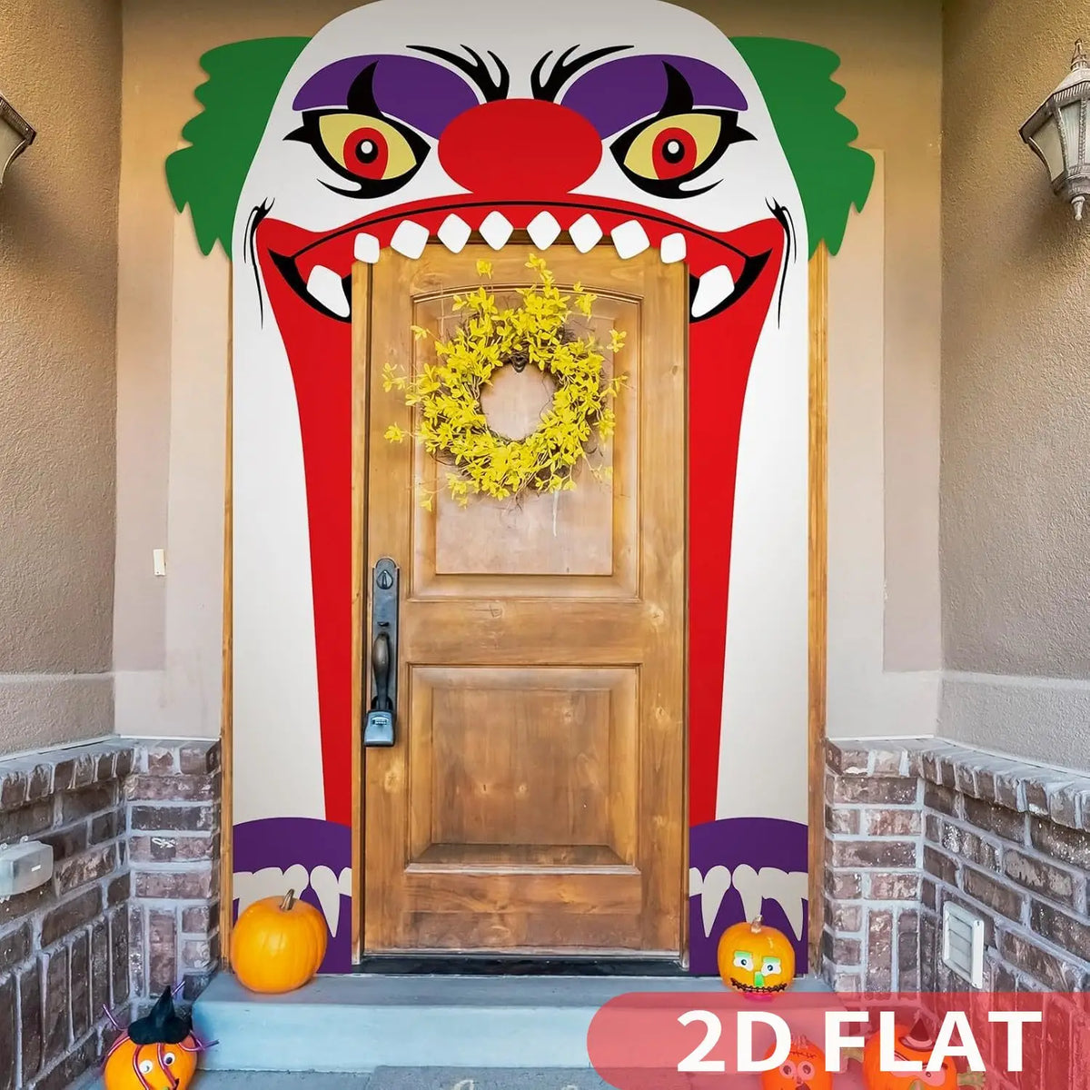 1set Halloween Clown Banner, Background Clown Door Decoration Halloween Horrible Banner Decor for Wall Window Party Supplies