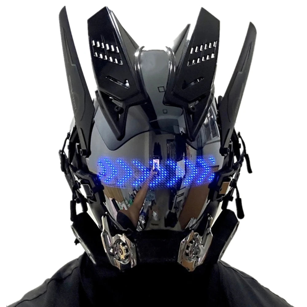 Cyber punk Mask LED Hairstyle Braid Halloween Christmas Role Playing Helmet Party Adult Gift ﻿