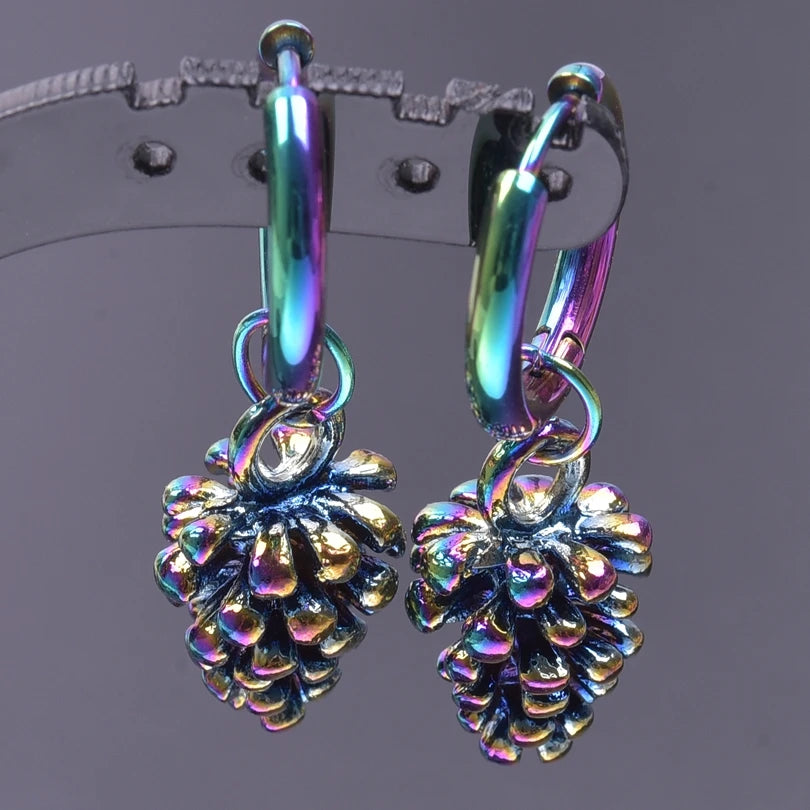 Multistyle Rainbow Ear Jewelry Stainless Steel Hoops Fashion Alloy Heart Wings  Witch Hat Foot Sun Charm Earrings For Women Men