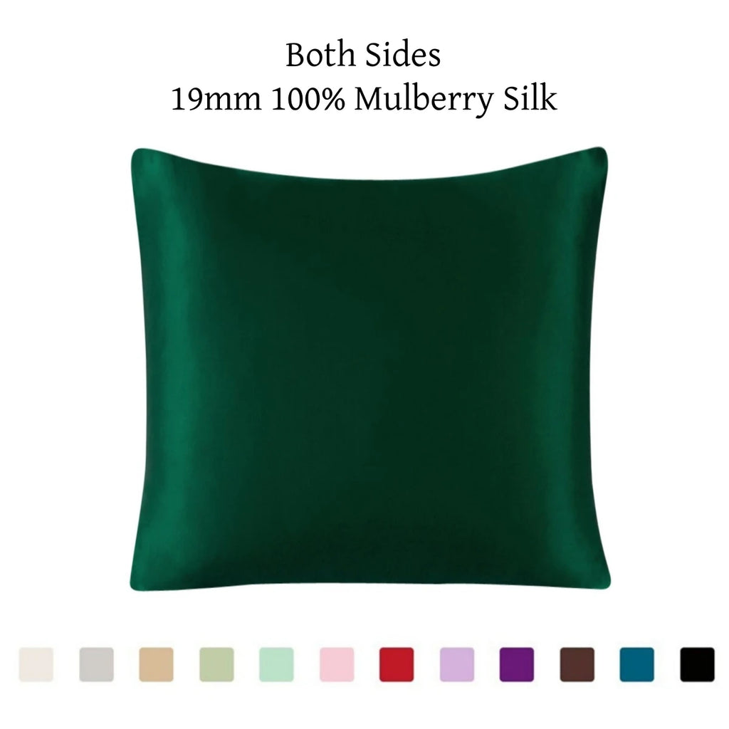 100% 19mm Mulberry Silk Zipper Pillowcase Cushion Pillow Case Cover Solid Multicolor