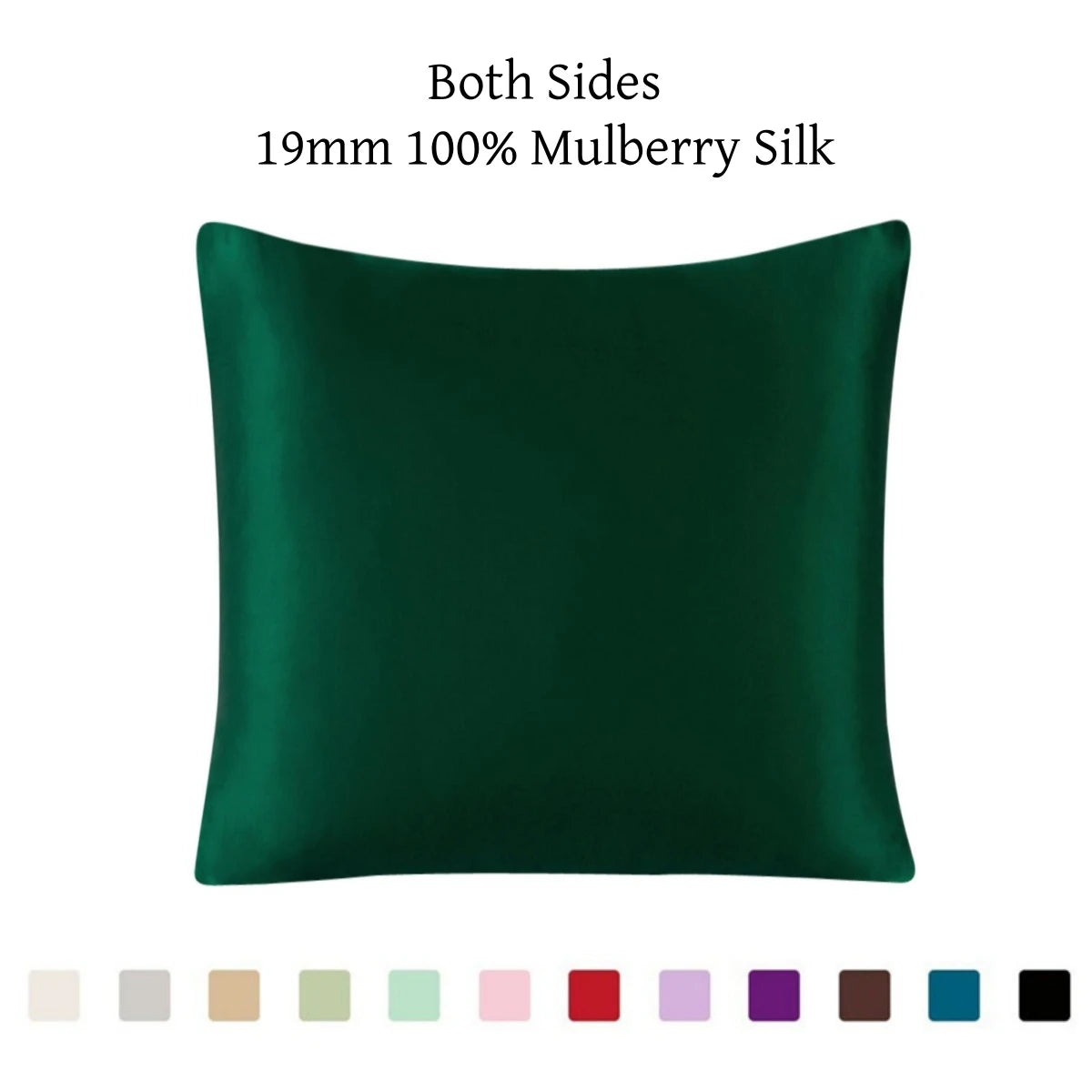 100% 19mm Mulberry Silk Zipper Pillowcase Cushion Pillow Case Cover Solid Multicolor