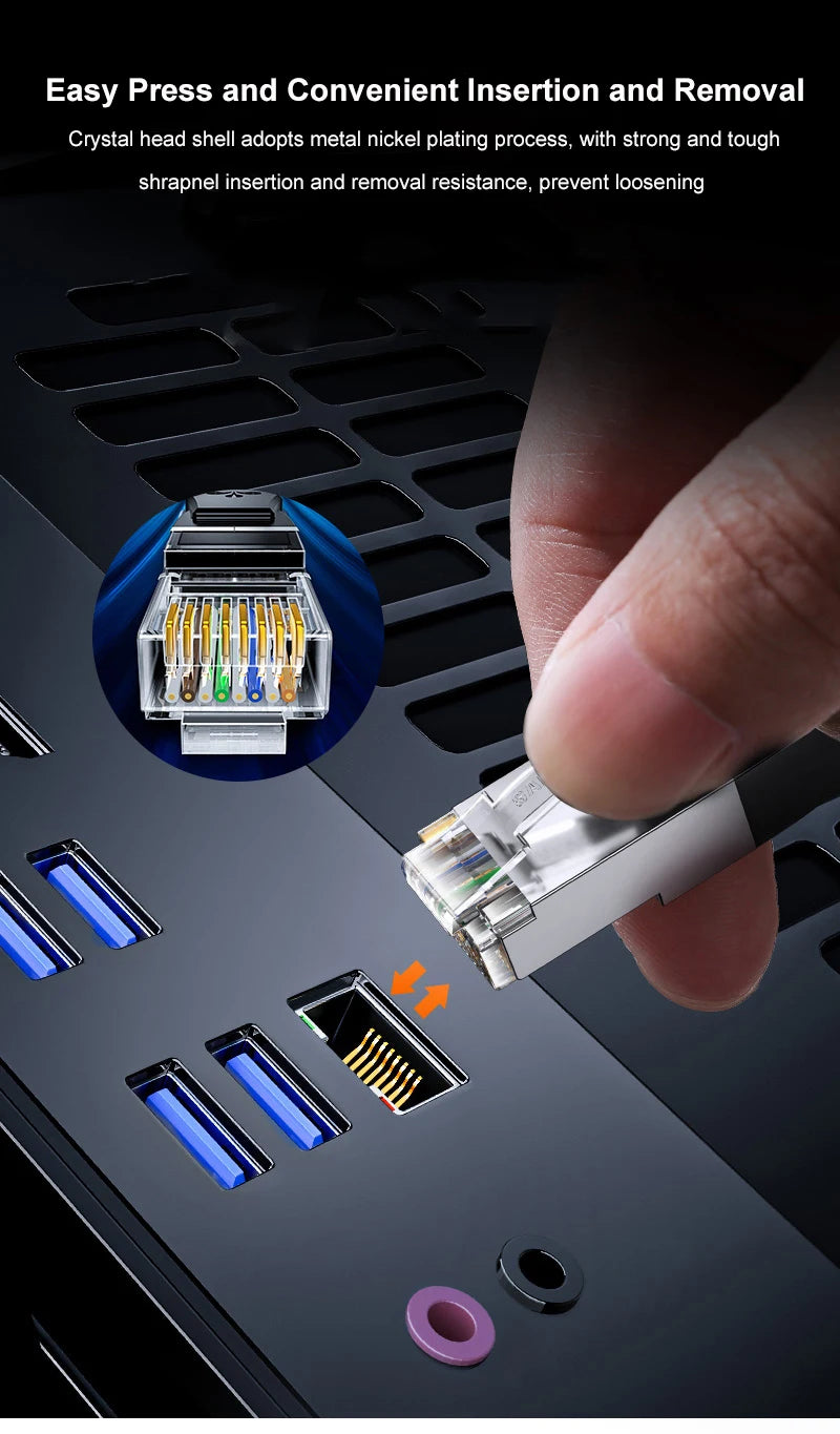SAMZHE RJ45 Ethernet Extension Cable Adapter CAT6 Network Patch Cords Shielded Compatible with CAT 6 5E  5